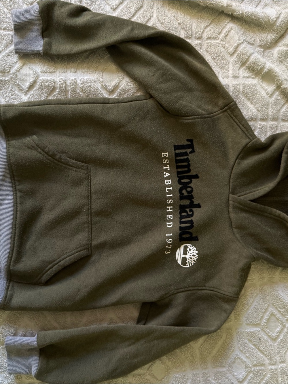 Timberland kids Olive Green Crewneck Hoodie with Front Logo